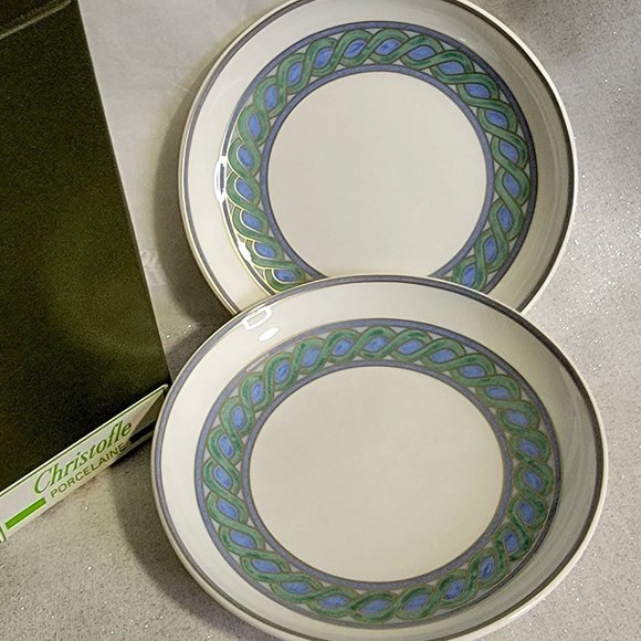 NWT CHRISTOFLE Paris Pair of "Torsada" Pattern Porcelain Small Bowls NIB - Picture 5 of 9